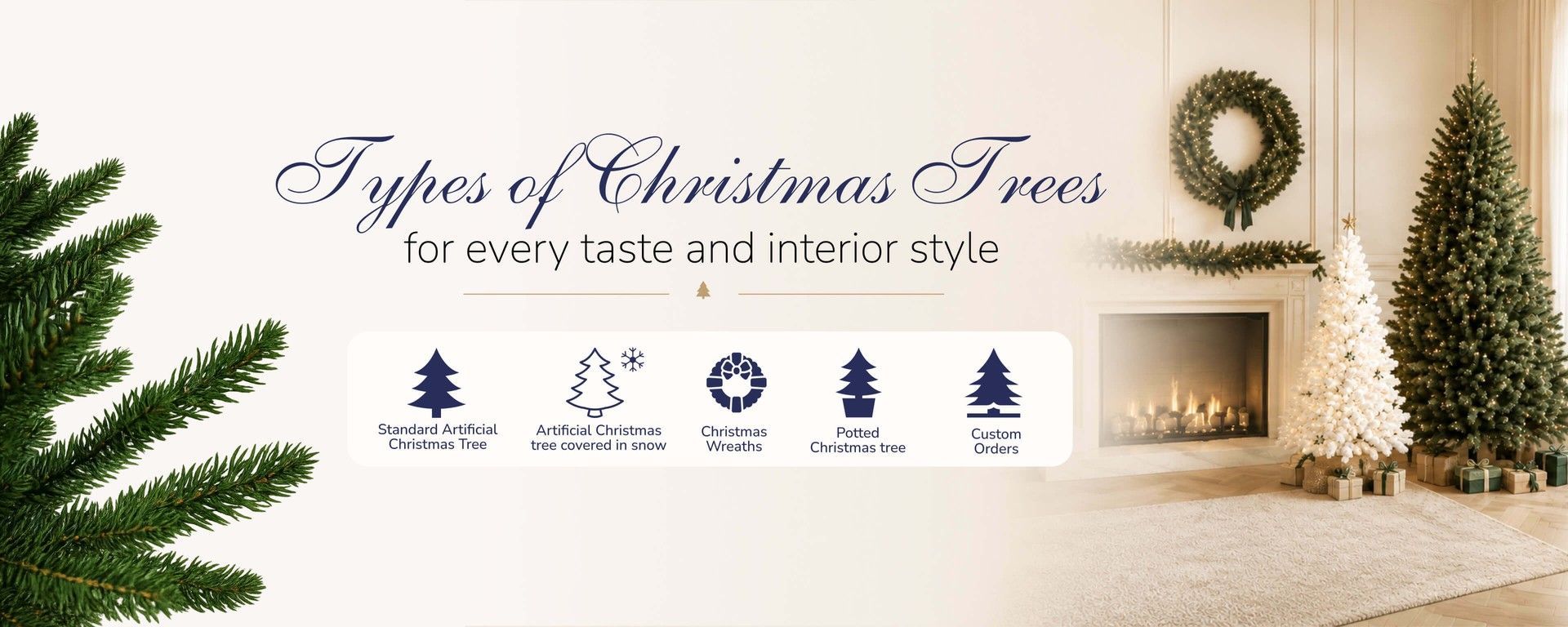 Types of artificial Christmas trees and holiday decor by GORDI GROUP
